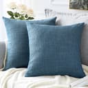 Artscope 2 Pezzi Federe Cuscini in Lino Minimalista Copricuscino Colorato per la Decorazione Domestica Soggiorno Camera da Letto Divano 40x40cm, Blu - 2