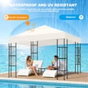 Qdreclod Toldo Recambio 3x3 m Pergola, Techo Repuesto para Cenador Impermeable 300D Protección UV, Funda Transpirable para Pérgola de Jardín, Reemplazo Resistente al Viento para Gazebo Exterior, Beige - 2