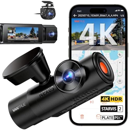 Vantrue N4 Pro S 4K 3 Channel DashCam, 4K+1080P+2.5K Dash Cam Front and Rear Inside, 24H Parking Mode, Voice & APP Control, STARVIS 2 HDR Night Vision, Dash Camera with WiFi/GPS for Cars, Suppport 1TB