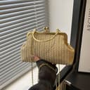 Borsa a tracolla per le donne borse a tracolla con catena rimovibile in tessuto pochette toted borse borse con chiusura a bacio borsa con manico superiore, Marrone, One Size - 5