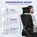 Daccormax Bürostuhl, Schreibtischstuhl Bürostuhl Ergonomisch mit Verstellbaren Armlehnen, weiche Lendenstütze aus Naturschwamm und Kopfstütze, Chefsessel Drehstuhl mit Wippfunktion 200kg - 5