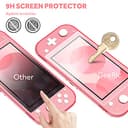 GeeRic Funda compatible para Switch Lite, Accesorio 8 piezas silicona funda y 2 pieces Protector de Pantalla compatible para switch lite,4 tapas de pulgar y agarre de almacenamiento(Pata de gato Rosa) - 6