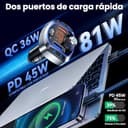 GizmoVine Transmisor FM Bluetooth 5.4 Coche 81W, Adaptador Radio Coche con Carga Rápida Dual PD 45W & QC3.0 36W, Bluetooth Manos Libres con Cancelación de Ruido, Bass Boost, Botón de Apagado y Luz LED - 2