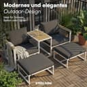 STEELSØN Asteri Sitzgruppe 5-teilig – Gartenmöbel Set mit 2 Sessel, 2 Hocker, 1 Tisch – Balkonlounge Metallgestell Weiß – inkl. Sitzpolster anthrazit – Terrassenlounge für 2-4 Personen – wetterfest - 8