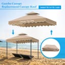 Toldo Pergola Recambio 3x3m, Pergolas de Jardin Cubierta de Repuesto de Gazebo Pabellón Exteriores, Doble Niveles Carpas para Exteriores con Orificios de Drenaje y Ventilación - 5