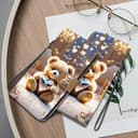BLOTECH Loving Glowing Glitter Bear Pattern Phone Pocket for OPPO Realme GT Neo6 SE Case Book style Side Flip Wallet Magnetic with Card Slots Wrist Strap Girls Chic Personalised Protective - 3