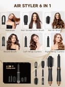 Hair Styler 6 in 1, Airstyler Haarstyler Set mit Rundbürstenföhn, Warmluftbürste, Airflow Lockenstab Automatisch, Haartrockner, Haarglätter Bürste für Glätten, Trocknen, Volumen, Locken - 7