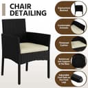 Yaheetech 4 Pieces Outdoor Patio Conversation Set, PE Rattan Wicker Sofa Set with Soft Cushion and Tempered Glass Table for Yard, Poolside, Garden (Black/Beige) - 5