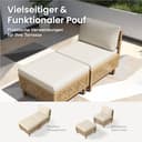 PHI VILLA Rattan Gartenmöbel Set Balkonmöbel 6 Personen, Lounge Möbel Outdoor Gartenlounge Gartensofa mit 1 Chaise Longue, 1 Zweisitzer-Sofa, 1 Ottomane, 1 Einzelsofa und 1 Couchtisch, Beige - 8
