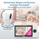 Vtech Smart Babyphone mit 2 Kameras, 1080p-FHD-Kamera und 5"-HD-IPS-Bildschirm, WLAN, Geräusch-/Bewegungserkennung, Temperatursensor, geteiltem Bildschirm, Schwenk-Neige-Zoom-Funktion: VM901-2W - 6