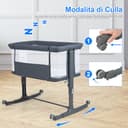 COSTWAY 3 in 1 Culla Neonato Fianco Letto, Lettino Neonato Dondolo con Materasso, Culla Co-Sleeping Fino a 9 kg, Altezza Regolabili, Inclinazione di 10°, 84 x 59,5 x 80,5cm (Grigio Scuro) - 5