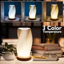 Focenat Nachttischlampe mit Holzsockel, 9-Stufig Dimmbare Nachttischlampe, Tischleuchte Minimalistische mit PLA Lampenschirm, Kleine Tischlampe mit Kabel, für Schlafzimmer Nachttisch Wohnzimme - 3