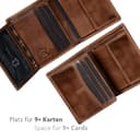 Fa.Volmer VO47 - Cartera de piel auténtica, protección RFID, 9 compartimentos para tarjetas y monedero, incluye caja de regalo, marrón envejecido, medium, Clásico - 2