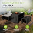 Juskys Set mobili da giardino 2in1 in polyrattan Jamaika - tavolo, divano lounge da giardino - set salotto da balcone per balcone, giardino - lounge da esterno nero grigio - 2