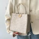 EKKONG Bolsa de Yute, Bolsa Tote para Mujer, Bolsa de Compras, Bolsa de Mano, Bolsa Regalo, Bolsa de Mimbre para Picnic, Viajes, Compras y Playa (A) - 7