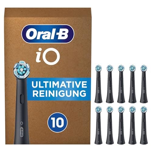 Oral-B iO Ultimate Cleaning Electric Toothbrush Heads Pack of 10, Ultimate Tooth Cleaning Toothbrush Attachment for Oral-B Toothbrushes, Letterbox Packaging Black