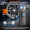 Compresor Aire Portátil 8000mAh, 150PSI Inflador Ruedas Coche, Inflador Eléctrico con Doble Alimentación Recargable, Pantalla Digital y Luz LED, Apagado Automático, para Coche, Moto, Bicicleta, Pelota - 2