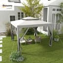 Outsunny 3 x 3 m Gazebo, Netting Party Tent, Patio Canopy Outdoor Event Shelter with Double Tier Roof for Activities, Shade Resistant, Light Grey - 2