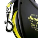 Flexi Giant Professional - Guinzaglio avvolgibile a fettuccia, Per cani fino a massimo 50 kg, Nero/Neon, L - 10m - 6