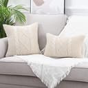 Mandioo Baumwolle gestrickte Beige dekorative Lumbar Wurf Kissenbezüge Weiche Gemütliche Kissenbezug Luxus Moderne Dekorativ Couchkissen Kissenhülle für Sofa Couch Wohnzimmer 45x45 cm - 5