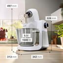 Bosch - Robot de Cocina, Serie 6, 1600W, Amasado Planetario 3D, Set de Pastelería, Triturador, Batidora de vaso ThermoSafe, Blanco, MUMS6EW22 - 6