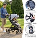 Twinly - Spacely - Passeggino Leggero 25 kg Portata, Passeggino da Viaggio Pieghevole ad una Mano, Seduta Ampia e Confortevole, Ruote Grandi Ammortizzate, Cappottina XXL e Parapioggia (Nero) - 2