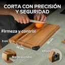 Tabla de Cortar de Madera de Acacia con Afilador Integrado – Tabla de Cocina 35x25 cm con Ranura para Jugos y Borde para Encimera – Antideslizante, Resistente y Fácil de Limpiar - 2
