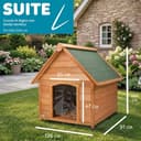 AQPET Cuccia per Cani in Legno XL/XXL da Esterno con Tetto Spiovente Impermeabile e Tenda Termica, Casetta Cane Isolata per Interno ed Esterno, Resistente alle Intemperie, 91x126x104h cm - 2