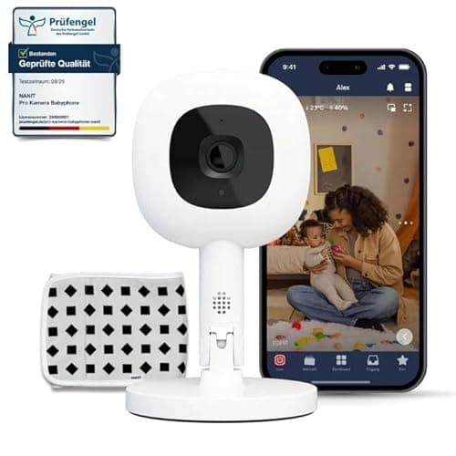 Nanit Pro Babyphone mit Kamera, Flex-Ständer & Atemband - Baby Kamera mit 1080p Video & Audio, Bewegungs-Alarm, WLAN, iOS/Android - Weiß