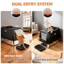 ZAKVOP Arenero para Gatos de Acero Inoxidable, XL Caja de Arena Gato Cerrada con Tapa, Doble Entrada y Alfombrilla Antiderrames, Bandeja Antifugas para Gato Grande y Multiuso Cat Litter Box - 3