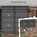 Outsunny Pérgola 3x4 m Gazebo Cenador de Jardín con Techo Retráctil de Poliéster y 12 Orificios de Drenaje Pérgola para Patio Terraza Exterior Gris Oscuro - 3