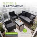 Juskys Polyrattan Sitzgruppe Fort Myers 4 Personen mit 2er Sofa, 2 Stühle, Tisch & Sitzkissen wetterfest schwarz/grau Balkonmöbel Gartenmöbel Set - 4