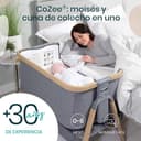 Tutti Bambini CoZee® Moisés y Cuna Colecho Bebe 2 en 1 - Minicuna Colecho de Plegado Rápido - Colchón Transpirable 6 Alturas Incluido - Ventana Malla Transpirable - 0-6 Meses (Roble y Carbón) - 2