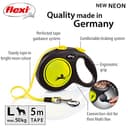 flexi® Neon L | 5 m retractable tape leash for dogs up to 50 kg | Black / neon yellow | retractable dog lead | Weight: 360 g | Dimensions: 12.9 x 18.8 cm - 2