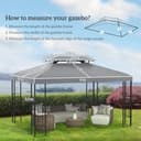 Outsunny 3x4m Gazebo Canopy Replacement, 2 Tier Top Roof UV Cover Garden Patio Outdoor Sun Awning Shelters, Light Grey (TOP COVER ONLY) - 3