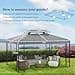 Outsunny 3x4m Gazebo Canopy Replacement, 2 Tier Top Roof UV Cover Garden Patio Outdoor Sun Awning Shelters, Light Grey (TOP COVER ONLY) - 3
