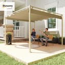 Outsunny Pérgola con Techo Retráctil Pérgola de 3x3 m Cenador de Pared o Independiente con Cierre Magnético Protección UV30+ Pabellón para Jardín Patio Terraza Exterior Caqui - 2