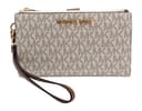 Michael Kors Jet Set Travel Double Zip Wristlet - Signature PVC (Vanilla PVC/Dark Acorn) - 1