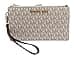 Michael Kors Women's Genuine Leather, Jet Set Travel Clutch Purse with Straps and Double Zip, Embossed MK Logo, 4 x 10 x 18 cm - Off-White - - 1