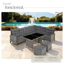 tectake® Conjunto Jardín de Ratán Mesa y Cojines, Conjunto Terraza Resistente a la Intemperie y Combinable, Muebles Jardín Exterior 5 Piezas, Sofá de Esquina, 2 Taburetes y 1 Mesa - Gris Jaspeado/Gris - 5