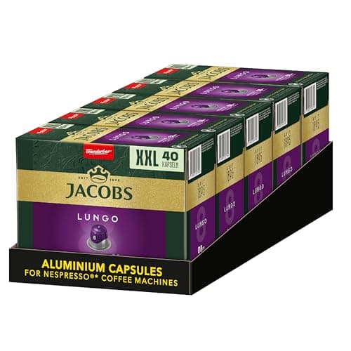 Jacobs Kaffeekapseln Lungo Intenso, Megapack XXL, Intensität 8/12, 5 x 40 Getränke, Nespresso* kompatible Kaffee Kapseln, 200 Kapseln