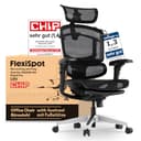 FLEXISPOT ErgoX Pro Ergonomischer Bürostuhl mit ausziehbarer Fußstütze, 12-stufiger Höhenverstellung, 7D-Armlehnen, 5D-Lendenstütze, 4D-Kopfstütze, 250 kg Belastbarkeit Netzsitz (Schwarz) - 1