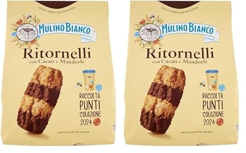 Mulino Bianco Biscotti Frollini Ritornelli con Cacao e Mandorle, Senza Olio di Palma, Colazione Ricca di Gusto, 700 g (Confezione da 2)