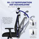 Daccormax Bürostuhl, Schreibtischstuhl Bürostuhl Ergonomisch mit Verstellbaren Armlehnen, weiche Lendenstütze aus Naturschwamm und Kopfstütze, Chefsessel Drehstuhl mit Wippfunktion 200kg - 4