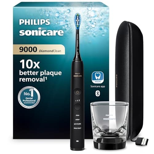 Philips Sonicare DiamondClean 9000 spazzolino elettrico, spazzolino sonico con app, sensore di pressione, 4 modalità di spazzolamento, 3 livelli di intensità, nero, modello HX9911/09