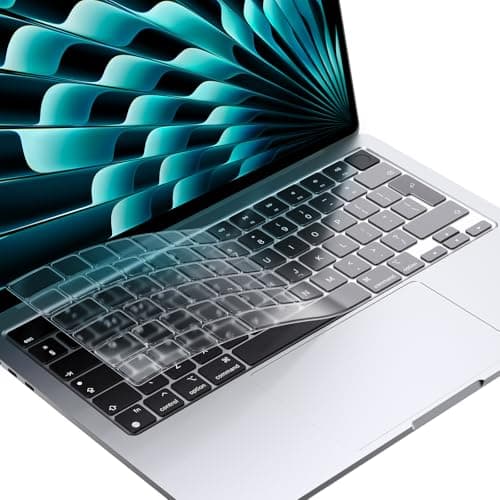 EooCoo Keyboard Cover Compatible for 2026 2025-2022 MacBook Air M5 M4 M3 M2 13.6" / 15", 2026-2021 MacBook Pro M5/M4/M3/M2/M1 Pro/Max 14"/Pro 16", UK/EU Mac Layout Ultra Thin Protector Skin, TPU Clear