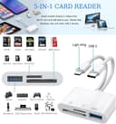 Lizoak SD Card Reader for iPhone iPad, USB-C & Ligh-ning to Micro SD/SD/TF/USB3.0 Adapter, SD Card Reader for iPhone 17/16/14/iPad/Mac/Camera, Plug & Play - 2