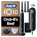 Oral-B iO10 Electric Toothbrushes Adults, Gifts For Women / Men, 1 Handle, 3 Toothbrush Heads, Charging Travel Case, Toothbrush Head Holder, 7 Modes, 2 Pin Plug, Cosmic Black, Oral B IO Toothbrush - 1