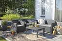 Allibert by Keter Merano Gartenmöbel Set aus Kunststoff, inkl. Sitzkissen, grau, 4-teilig, 2 Sessel, Sofa & Tisch, für Garten & Terrasse, Flache Rattanoptik - 8