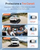 70mai Dash Cam Auto 4K 3 Canali T800E, Telecamera Tripla Anteriore e Posteriore 4K+1080P+1080P, HDR, Visione Notturna IR, Modalità Parcheggio, F1.55, GPS, Supercondensatore, 64 GB SD Inclusa - 2